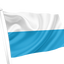 Bavaria Striped Flag. A two-color flag with horizontal white on top and light blue on bottom, attached to a white flagpole and shown waving against a plain white background.