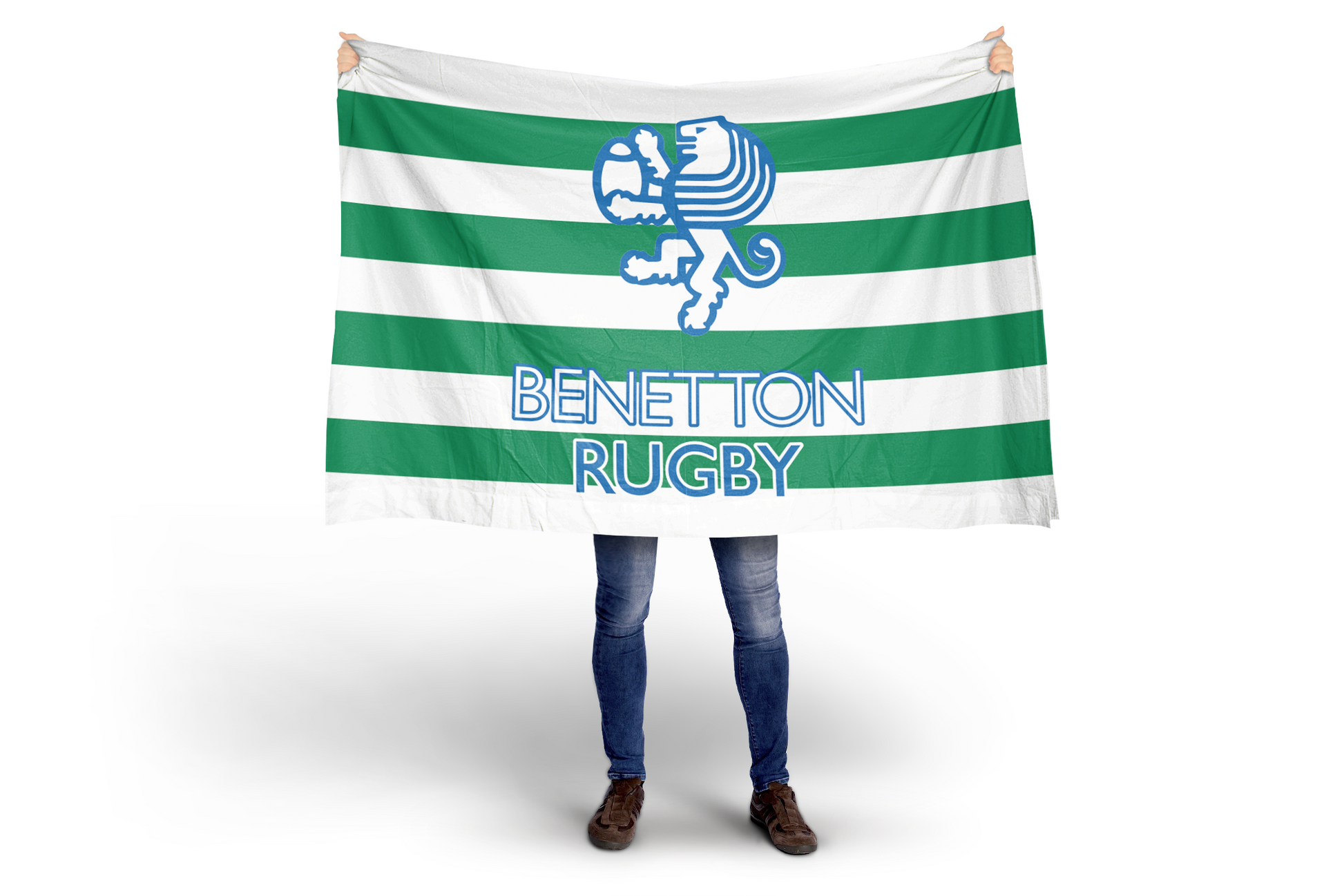 Benetton Rugby logo with green and white stripes