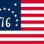 Bennington 1776 Betsy Ross style American flag graphic with 13 white stars in a circle around the number 76 on a dark blue canton, and red and white horizontal stripes.
