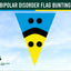 Bipolar Disorder Flag Bunting with blue, black, and yellow colors on a clear sky background.