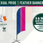 Bisexual pride feather banner kit with branding and product details.