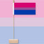 Bisexual pride flag on a pink and blue background