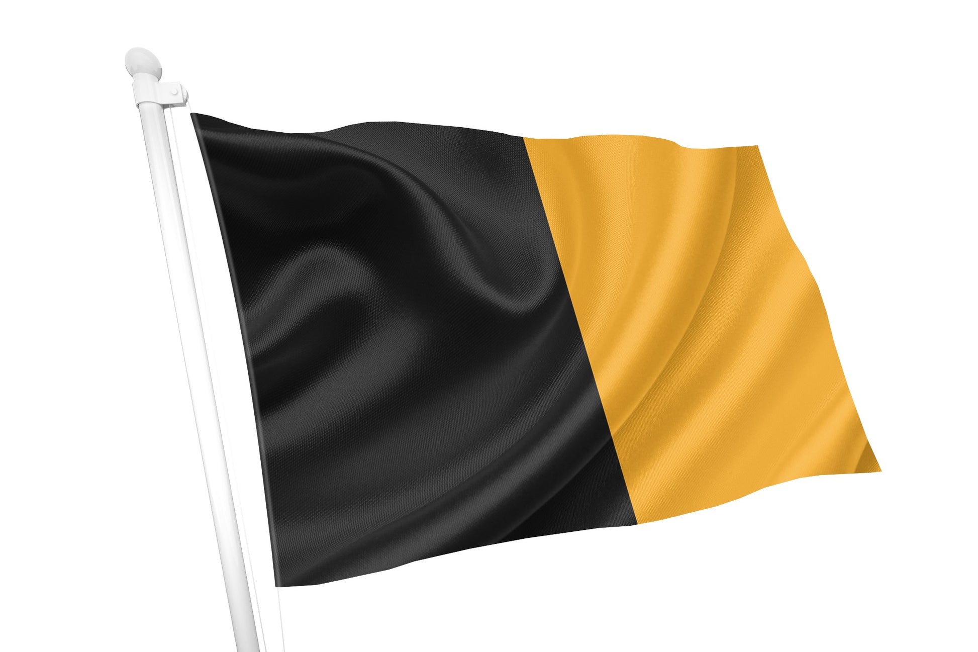 Flag with black and gold colors on a white background