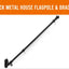 A black metal house flagpole and bracket set shown diagonally on a white background with an orange header reading 'BLACK METAL HOUSE FLAGPOLE & BRACKET'. A small 'Flags Ireland' logo appears in the bottom-left corner.