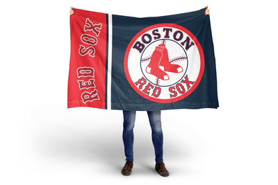 Boston Red Sox logo on a navy background with red text