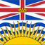 Flag of British Columbia with a crown and sun design