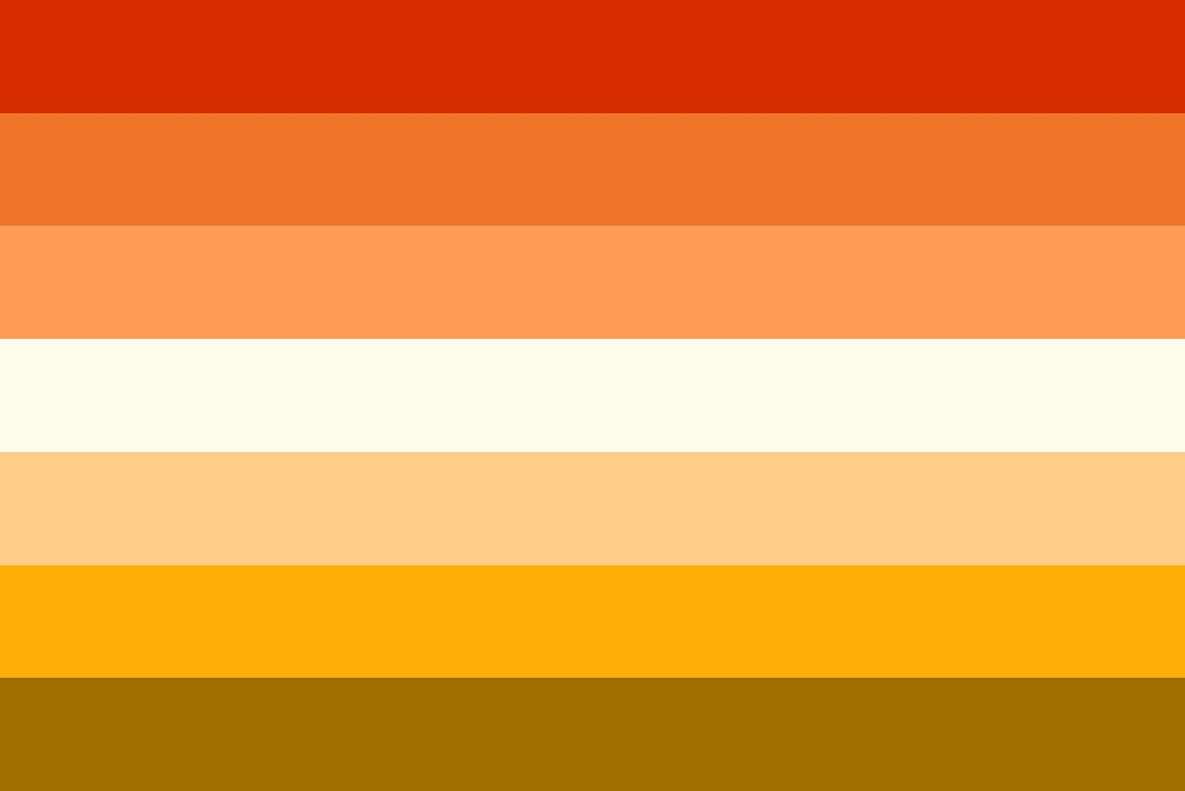 Butch Lesbian Pride Flag Multicolored horizontal stripes on a red background