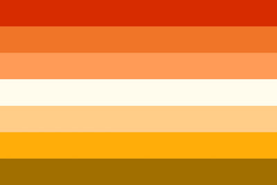 Butch Lesbian Pride Flag Multicolored horizontal stripes on a red background