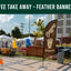 Coffee take away feather banner kit with outdoor event setting