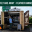 Coffee take away truck with a feather banner and 'Club Cafe' branding Ireland.