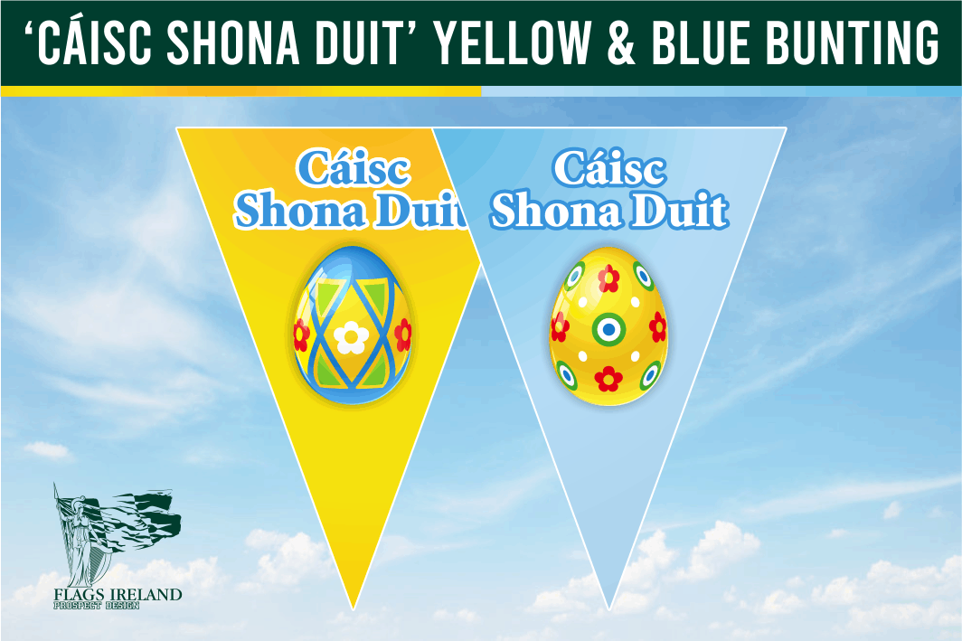 'Cáisc Shona Duit'(Happy Easter) Yellow & Blue Bunting