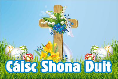 Cáisc Shona Duit(Happy Easter) Floral Cross Flag