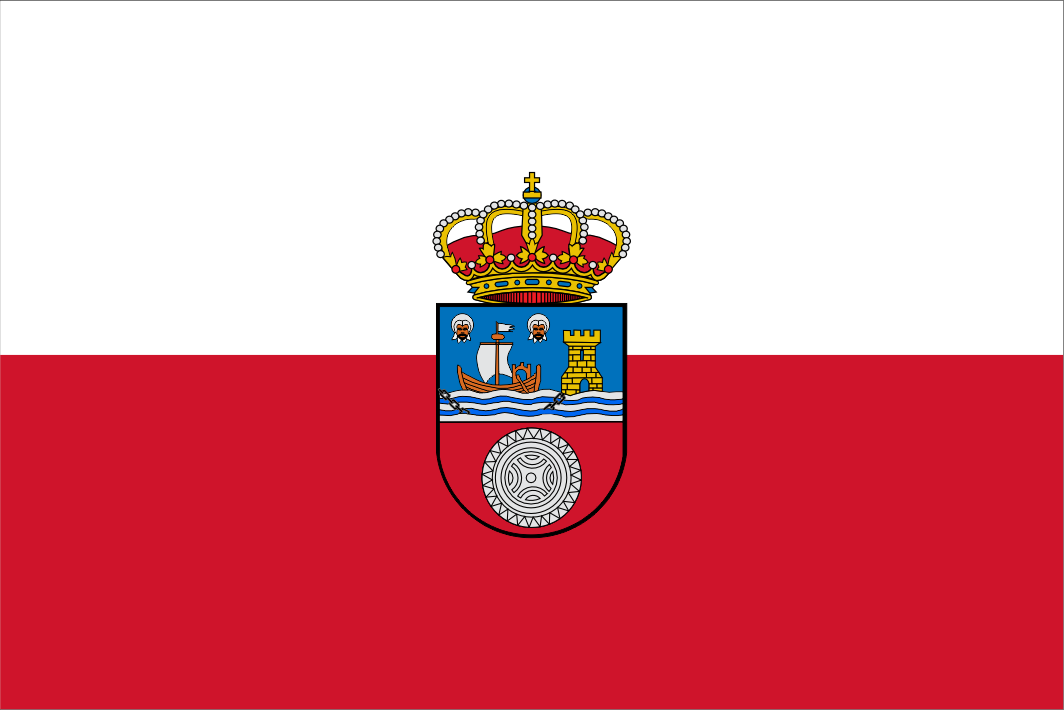 Cantabria Flag. White and Red with crest in the middle.