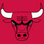 Chicago Bulls logo on a red background