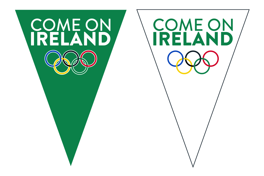 ''Come On Ireland'' Olympic Triangle Pennant Bunting - Green & White