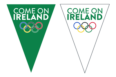 ''Come On Ireland'' Olympic Triangle Pennant Bunting - Green & White