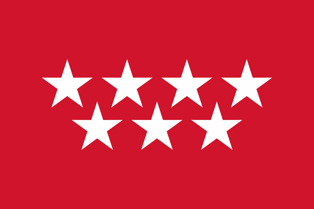 Community of Madrid Flag. Red with 7 white stars.
