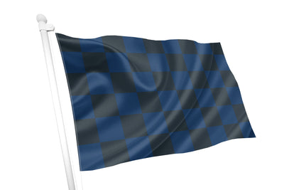 Dunkelblau-weiß karierte Flagge