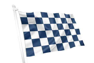Bandeira quadriculada azul escuro e branco