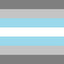 Demiboy Pride Flag Color swatch with horizontal stripes of gray, white, and light blue.