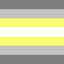 Demigender Pride Flag Color swatch with horizontal stripes of gray, white, and yellow