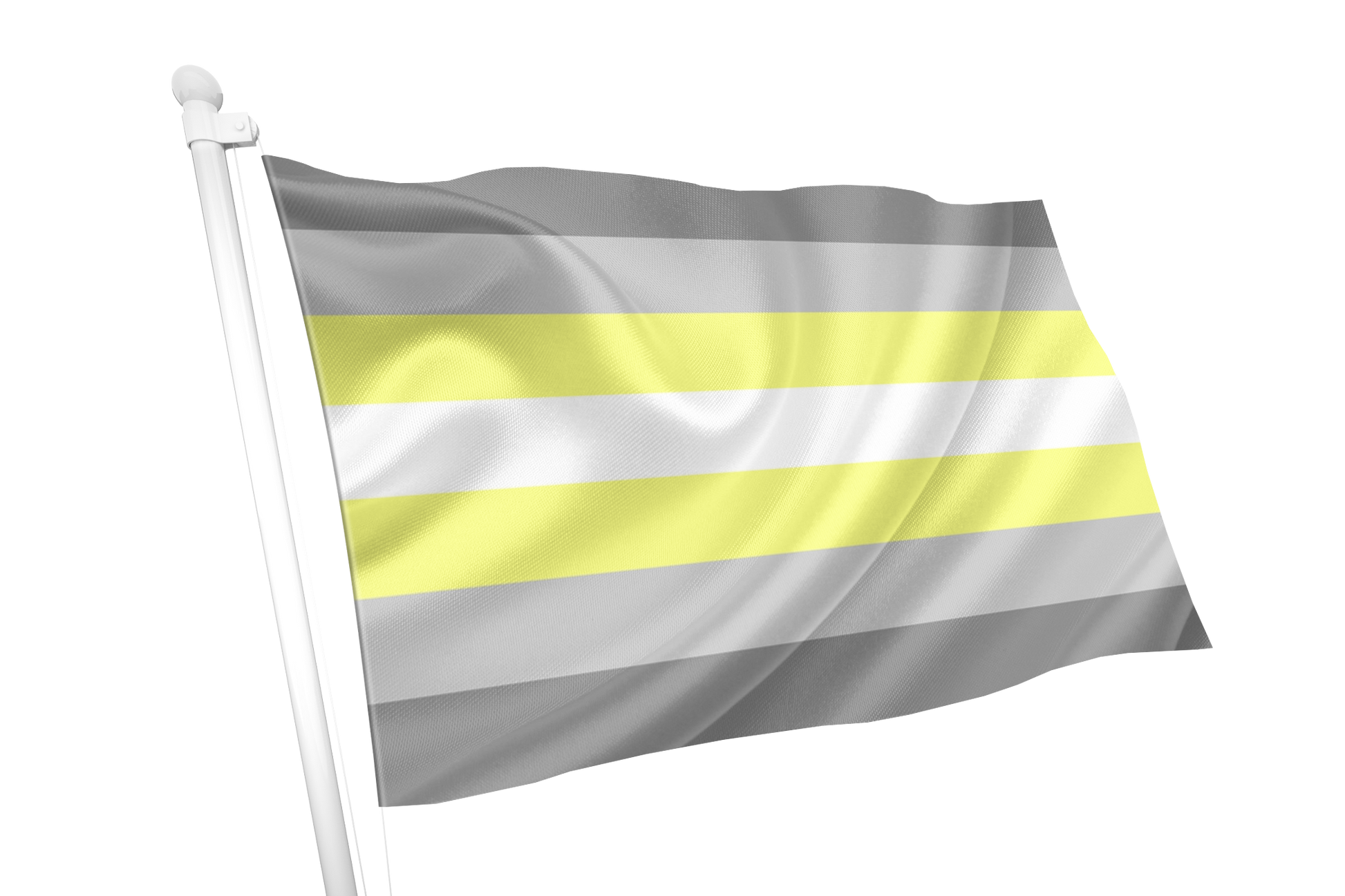 Demigender pride flag with white and yellow stripes on a white background