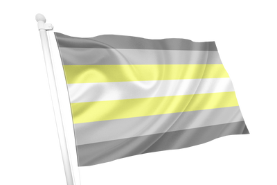 Demigender pride flag with white and yellow stripes on a white background