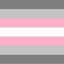 Demigirl Pride Flag with pink, gray, and white stripes
