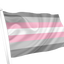 Demigirl Pride Flag with pink, gray, and white stripes on a white background