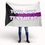 Person holding a demisexual customizable flag with text area on a white background