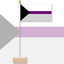 Demisexual Flag with black and purple design on a gray and white background