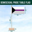 Demisexual pride table flag with measurements and Flags Ireland logo.