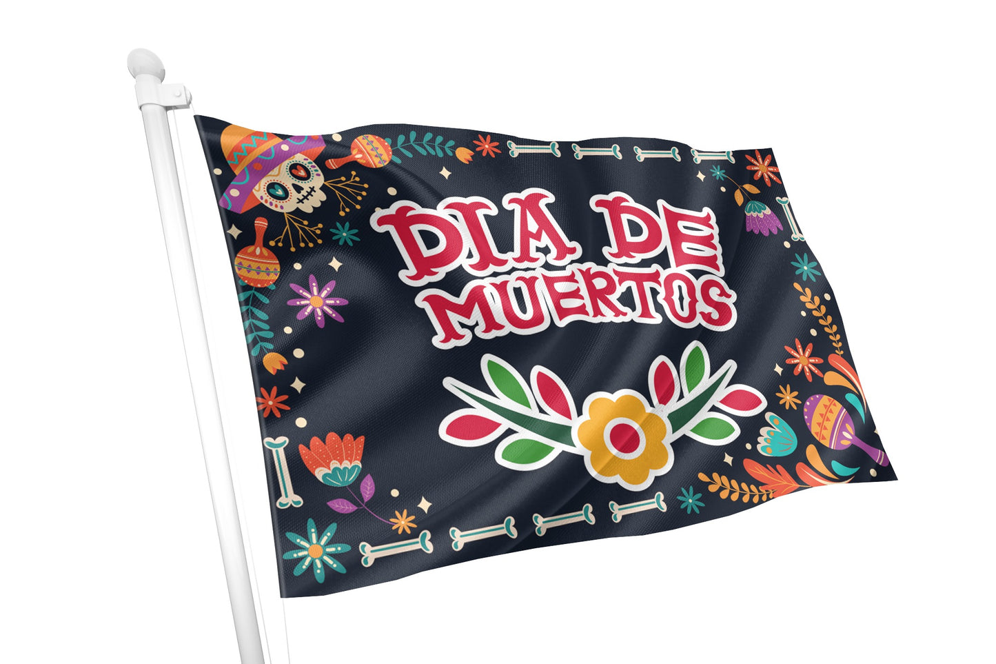 Dia de Muertos Flag - Black Background