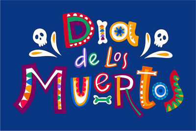 Dia de los Muertos Flag - Blue Background