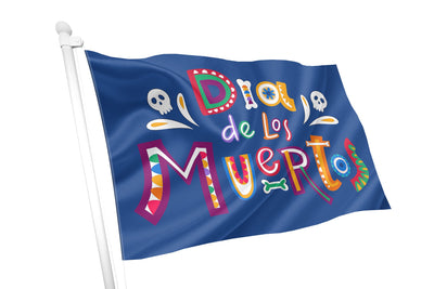 Dia de los Muertos Flag - Blue Background