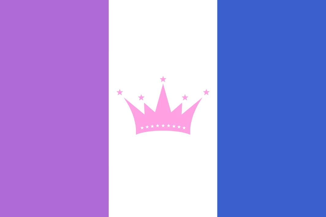 Drag Pride Flag Pink crown on a white background with purple and blue sides