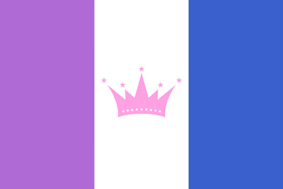 Drag Pride Flag Pink crown on a white background with purple and blue sides