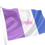 Drag Pride Flag with purple, white, and blue horizontal stripes and a pink crown in the center on a white background.