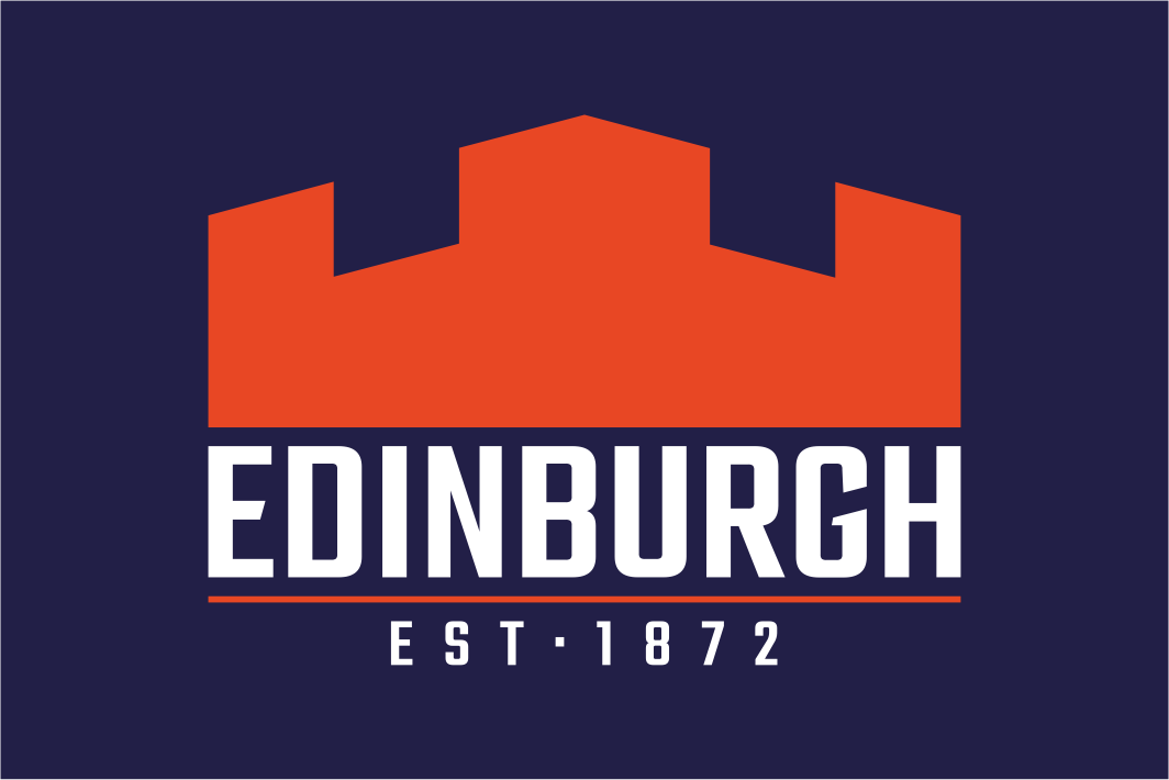 Edinburgh Rugby EST. 1872 Flag Blue and Orange flag.