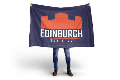 Edinburgh Rugby EST. 1872 Flag Blue and Orange flag.