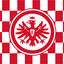 A red and white checkered flag with a central circular emblem featuring a red eagle with a crown and the letter E. Eintracht Frankfurt Chequered Flag