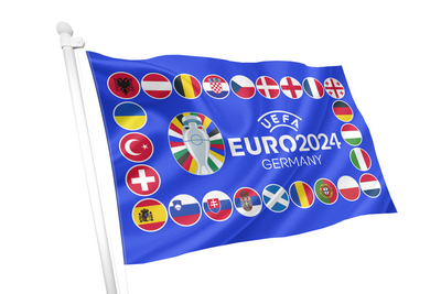 Euro 2024 Logo Blue Background Flag | Includes each National Team Flag