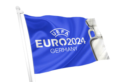 Euro 2024 Blue Background Trophy Flag