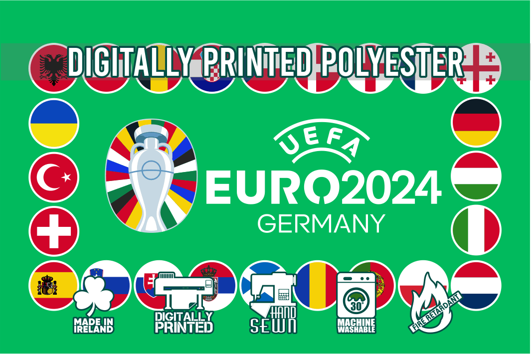 Euro 2024 Logo Green Background Flag | Includes each National Team Flag