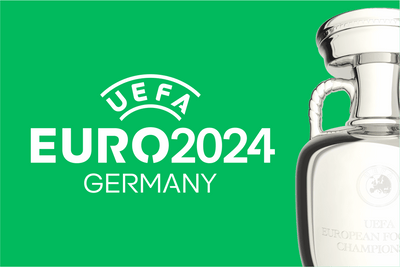 Euro 2024 Green Background Trophy Flag