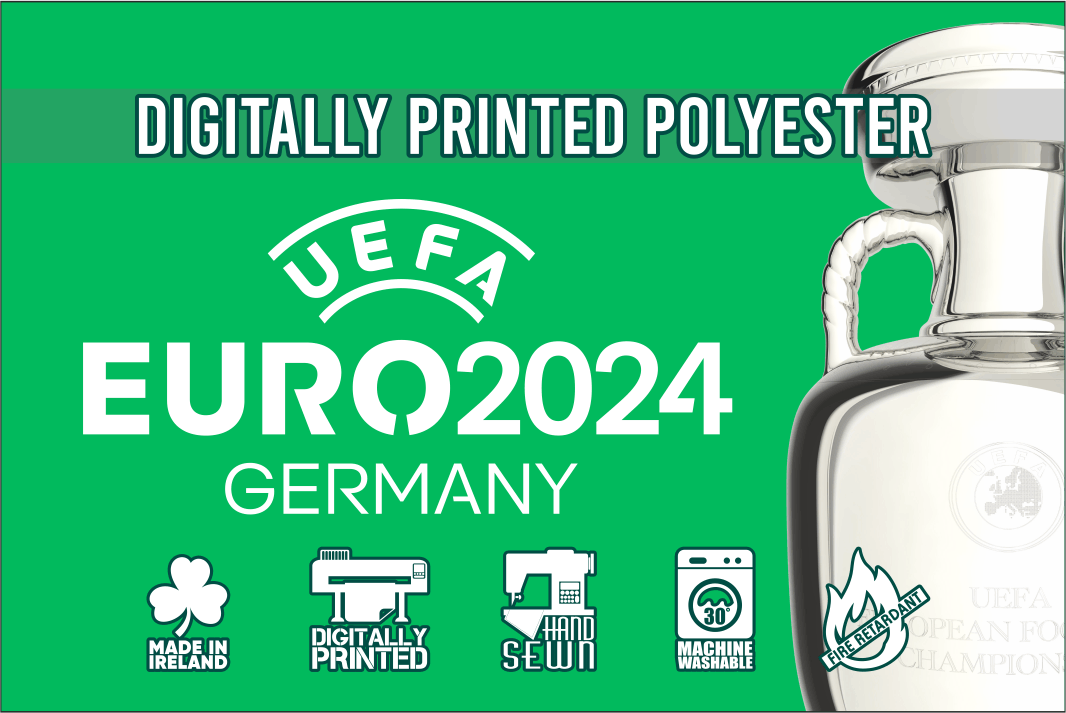 Euro 2024 Green Background Trophy Flag