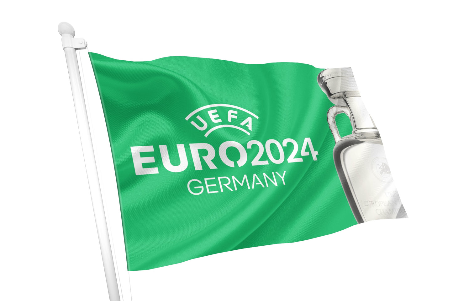 Euro 2024 Green Background Trophy Flag