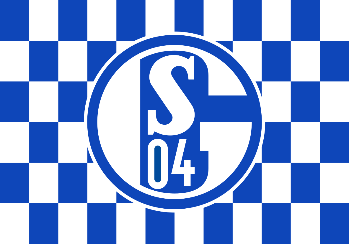 FC Schalke 04 Chequered Flag. The official logo of FC Schalke 04, featuring a white circular emblem with the stylized 'S' and '04' on a blue and white checkered background.