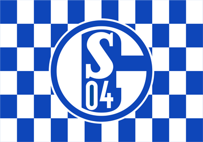 FC Schalke 04 Chequered Flag. The official logo of FC Schalke 04, featuring a white circular emblem with the stylized 'S' and '04' on a blue and white checkered background.