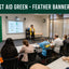 First AID green feather banner placed in a first IAD class